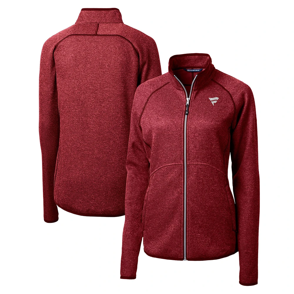 Women's Cutter & Buck Heather Red Fanatics Corporate Mainsail Sweater-Knit Full-Zip Jacket