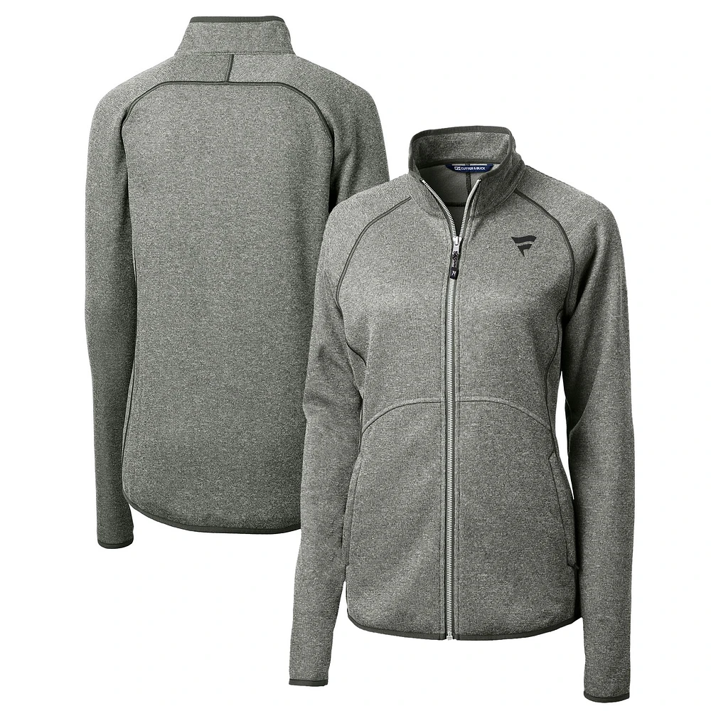 Women's Cutter & Buck Silver Fanatics Corporate Mainsail Sweater-Knit Full-Zip Jacket