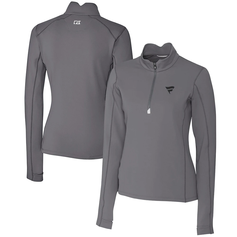 Women's Cutter & Buck Gray Fanatics Corporate Traverse Stretch Quarter-Zip Pullover Top