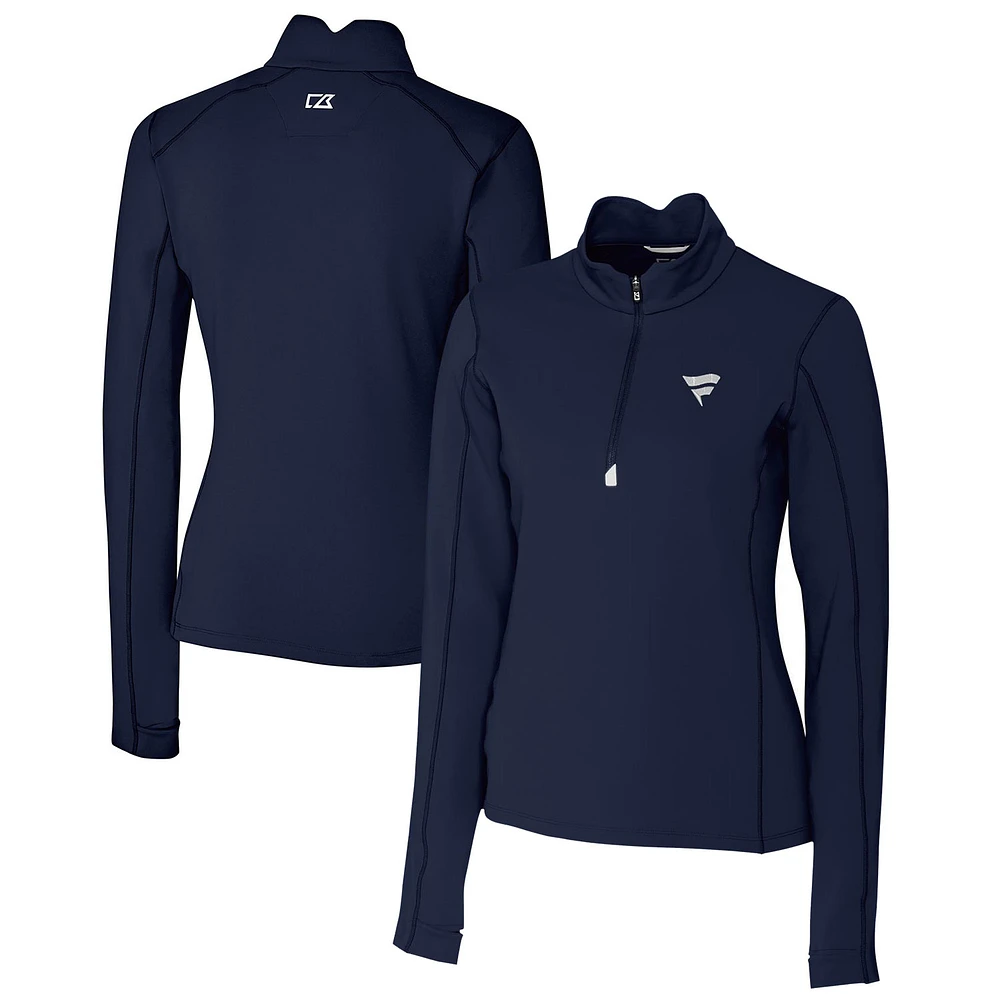 Women's Cutter & Buck Navy Fanatics Corporate Traverse Stretch Quarter-Zip Pullover Top
