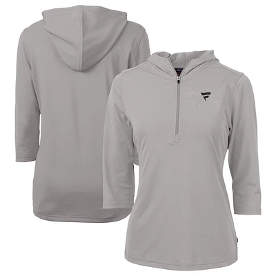 Women's Cutter & Buck Silver Fanatics Corporate Virtue Eco Pique 3/4 Sleeve Half-Zip Pullover Hoodie