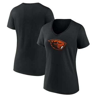 Women's Black Oregon State Beavers Team Logo V-Neck T-Shirt