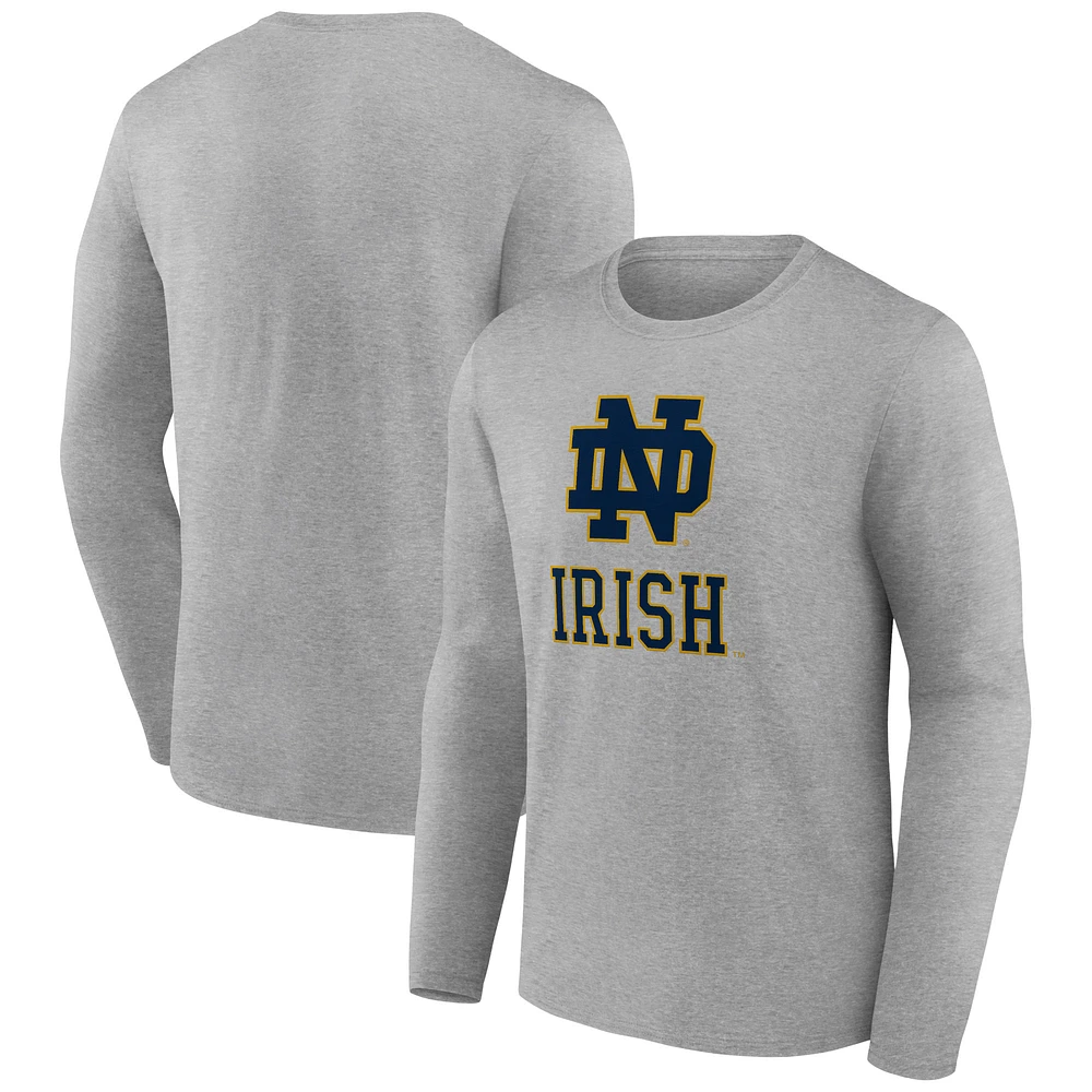 Men's Gray Notre Dame Fighting Irish Logo Long Sleeve T-Shirt