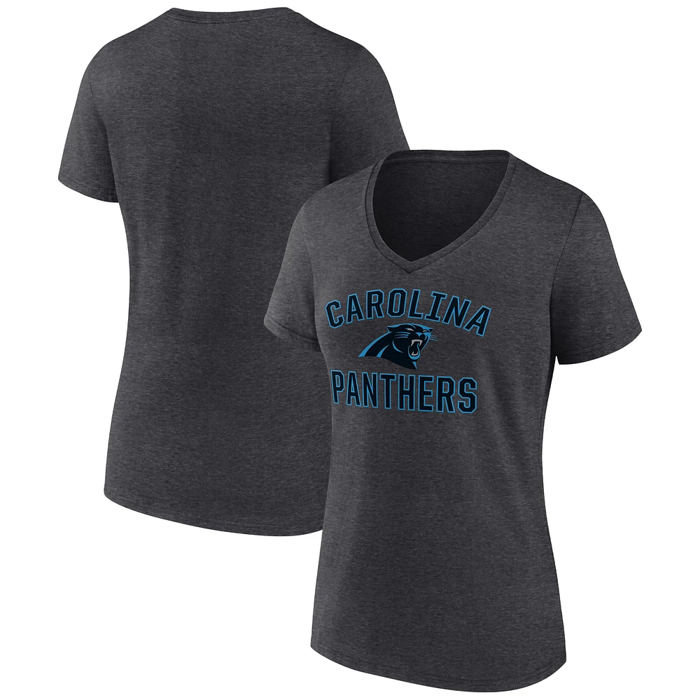 Women's Charcoal Carolina Panthers Victory Arch Team V-Neck T-Shirt