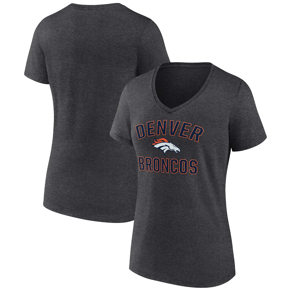 Women's Charcoal Denver Broncos Victory Arch Team V-Neck T-Shirt