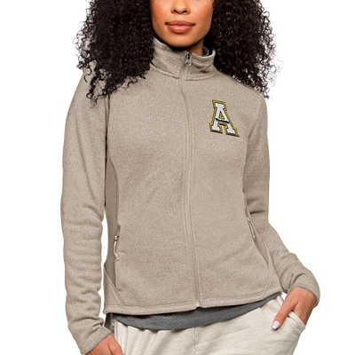 Women's Antigua Oatmeal Appalachian State Mountaineers Course Full-Zip Jacket