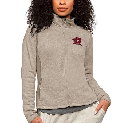 Women's Antigua Oatmeal Central Michigan Chippewas Course Full-Zip Jacket
