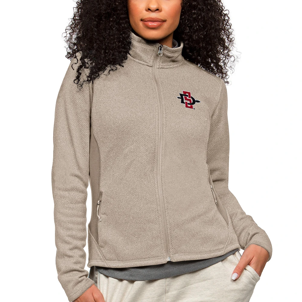 Women's Antigua Oatmeal San Diego State Aztecs Course Full-Zip Jacket