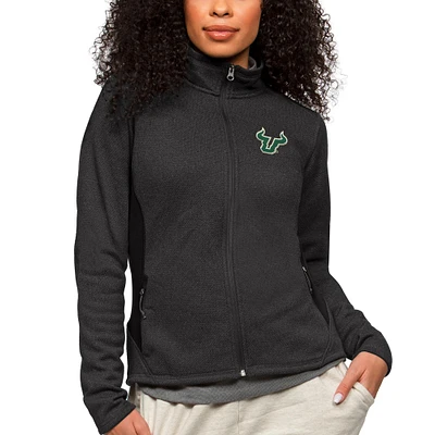 Women's Antigua Heather Black South Florida Bulls Course Full-Zip Jacket