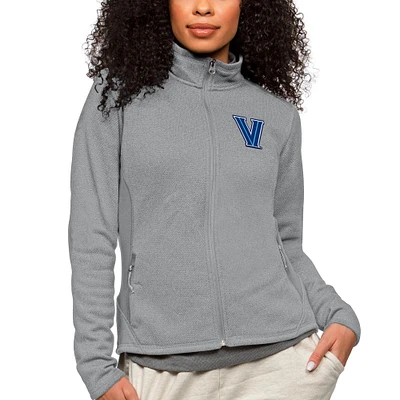 Women's Antigua Heather Gray Villanova Wildcats Course Full-Zip Jacket
