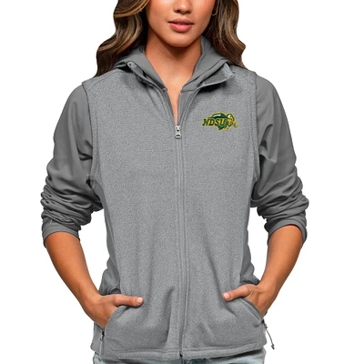 Women's Antigua Heather Gray NDSU Bison Course Full-Zip Vest