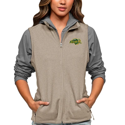 Women's Antigua Oatmeal NDSU Bison Course Full-Zip Vest