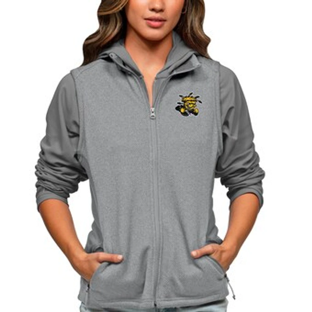 Women's Antigua Heather Gray Wichita State Shockers Course Full-Zip Vest