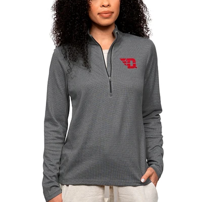 Women's Antigua Heather Charcoal Dayton Flyers Epic Quarter-Zip Pullover Top