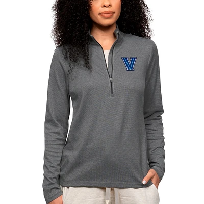 Women's Antigua Heather Charcoal Villanova Wildcats Epic Quarter-Zip Pullover Top