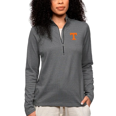Women's Antigua Heather Charcoal Tennessee Volunteers Epic Quarter-Zip Pullover Top