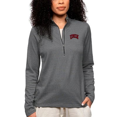 Women's Antigua Heather Charcoal UNLV Rebels Epic Quarter-Zip Pullover Top