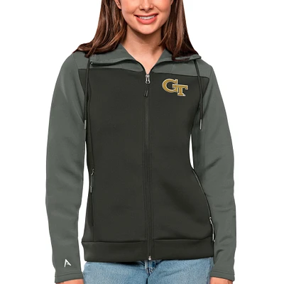 Women's Antigua Steel/Charcoal Georgia Tech Yellow Jackets Protect Full-Zip Jacket