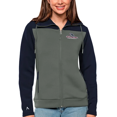 Women's Antigua Navy/Steel Gonzaga Bulldogs Protect Full-Zip Jacket