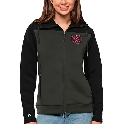 Women's Antigua Black/Charcoal Missouri State University Bears Protect Full-Zip Jacket