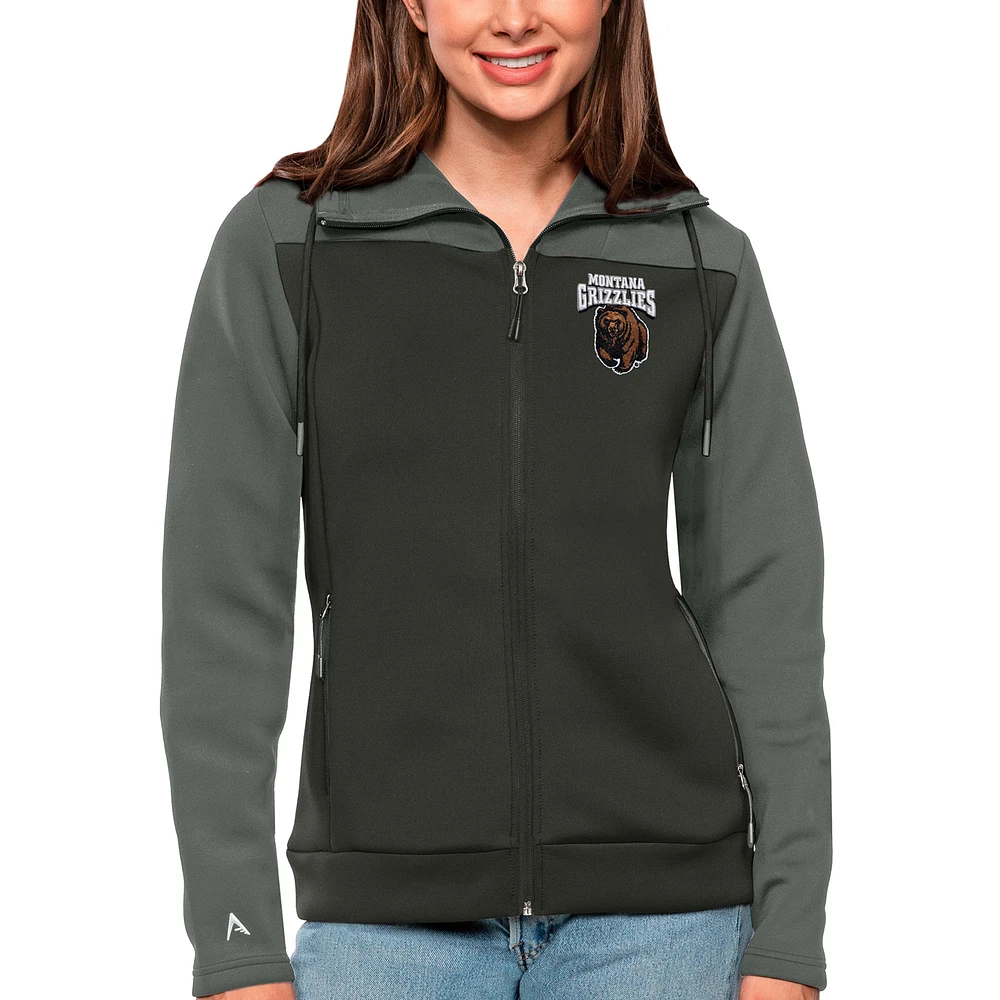 Women's Antigua Steel/Charcoal Montana Grizzlies Protect Full-Zip Jacket