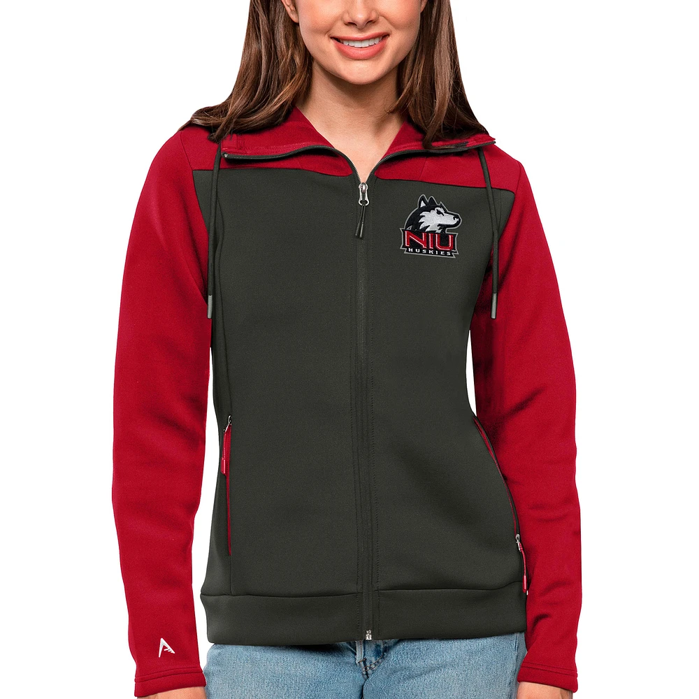 Women's Antigua Cardinal/Charcoal Northern Illinois Huskies Protect Full-Zip Jacket