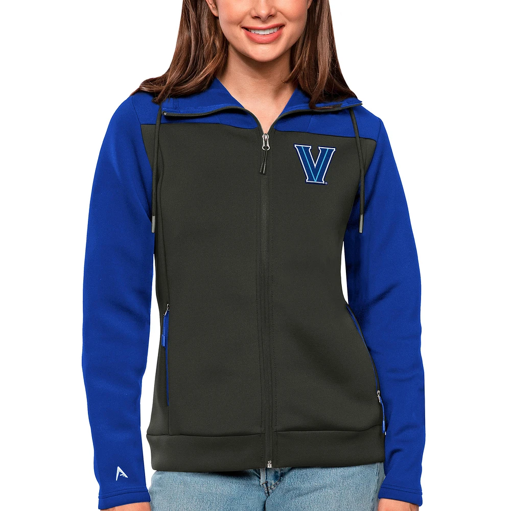 Women's Antigua Royal/Charcoal Villanova Wildcats Protect Full-Zip Jacket
