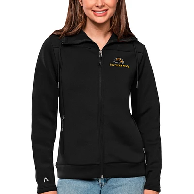 Women's Antigua Black Southern Miss Golden Eagles Protect Full-Zip Jacket