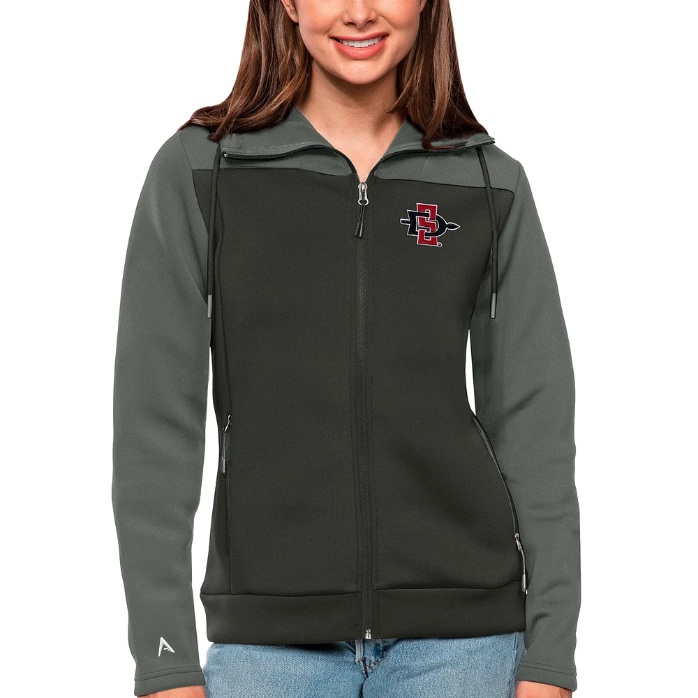 Women's Antigua Steel/Charcoal San Diego State Aztecs Protect Full-Zip Jacket