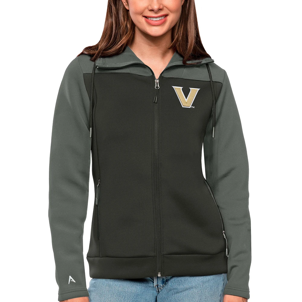 Women's Antigua Steel/Charcoal Vanderbilt Commodores Protect Full-Zip Jacket