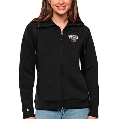 Women's Antigua Black Western Carolina Catamounts Protect Full-Zip Jacket