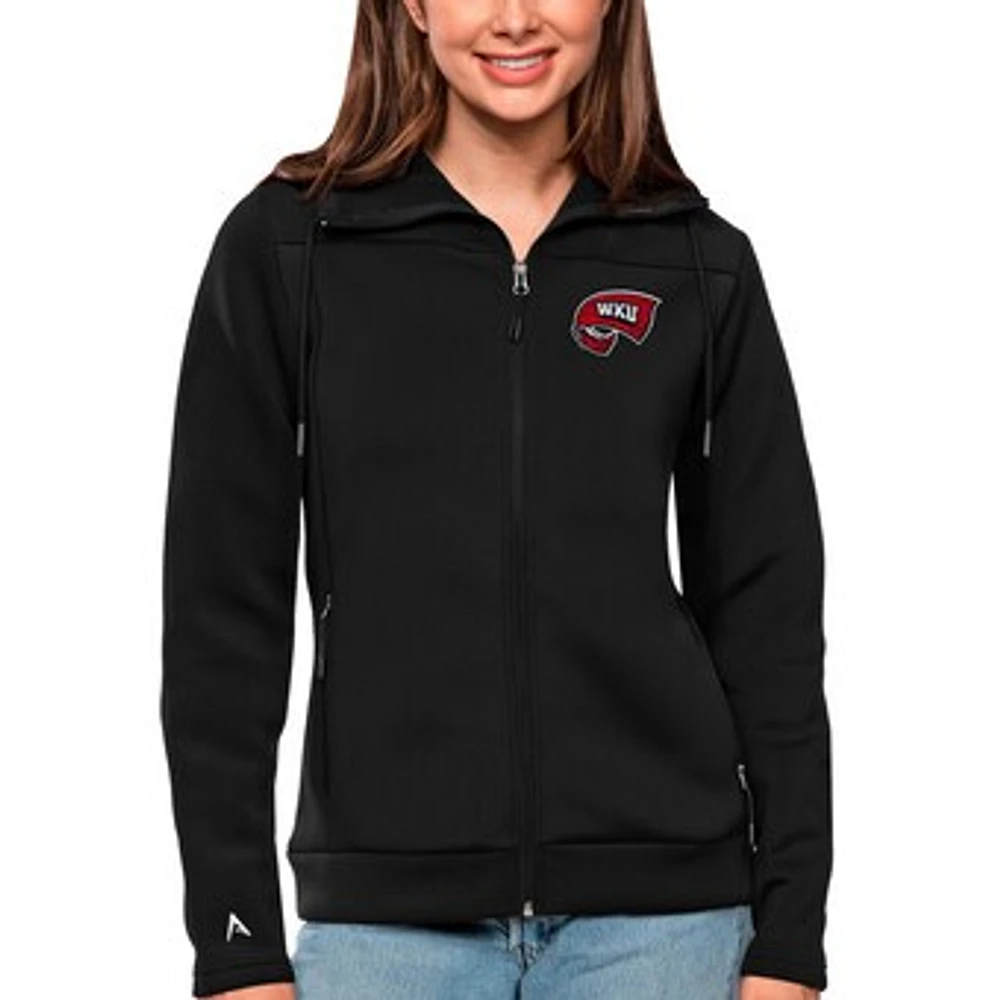 Women's Antigua Black Western Kentucky Hilltoppers Protect Full-Zip Jacket