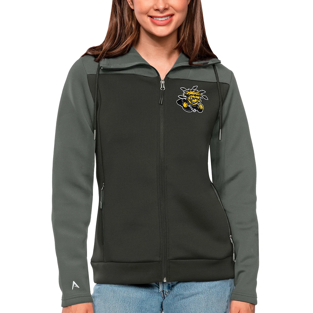 Women's Antigua Steel/Charcoal Wichita State Shockers Protect Full-Zip Jacket