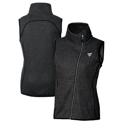 Women's Cutter & Buck Heather Charcoal Fanatics Corporate Mainsail Sweater Knit Fleece Full-Zip Vest