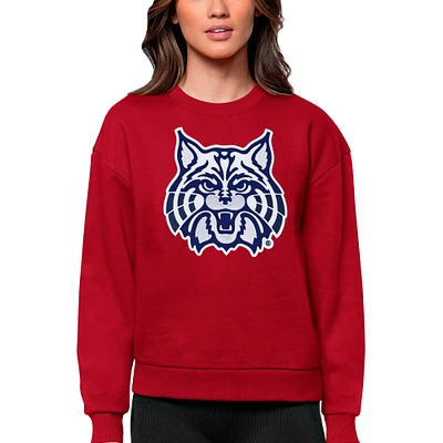 Women's Antigua Red Arizona Wildcats Victory Crewneck Pullover Sweatshirt