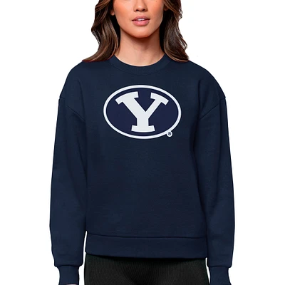 Women's Antigua Navy BYU Cougars Victory Crewneck Pullover Sweatshirt