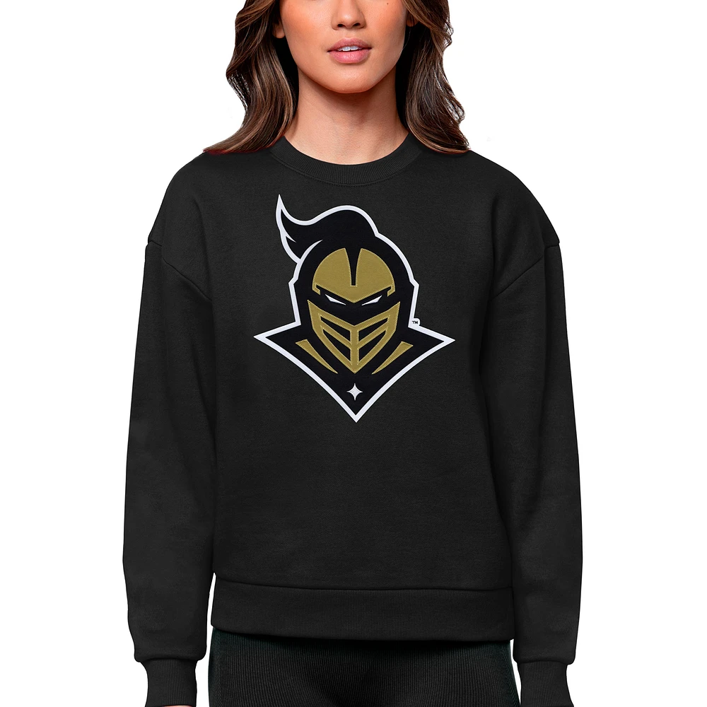 Women's Antigua Black UCF Knights Victory Crewneck Pullover Sweatshirt