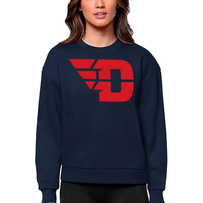 Women's Antigua Navy Dayton Flyers Victory Crewneck Pullover Sweatshirt