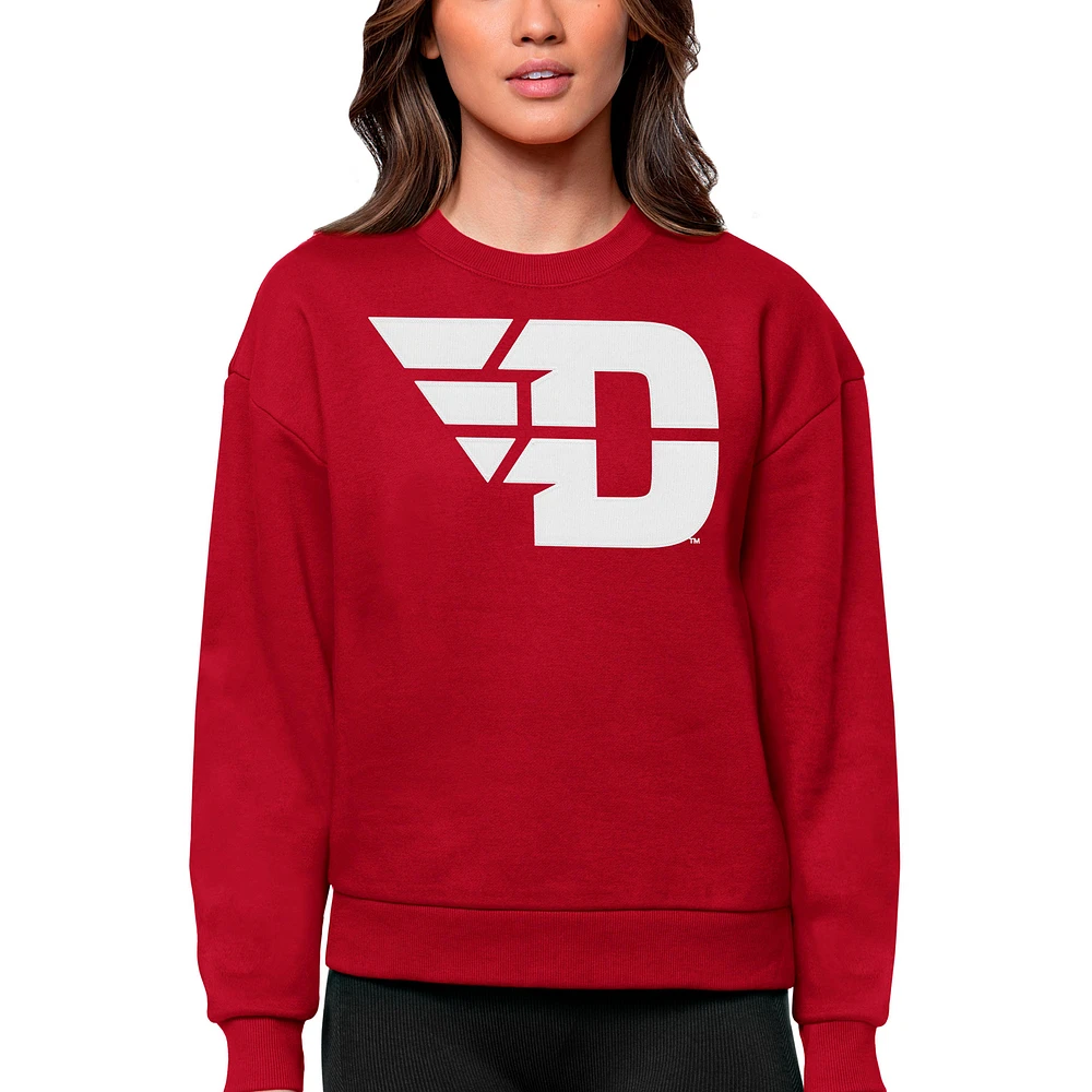 Women's Antigua Red Dayton Flyers Victory Crewneck Pullover Sweatshirt