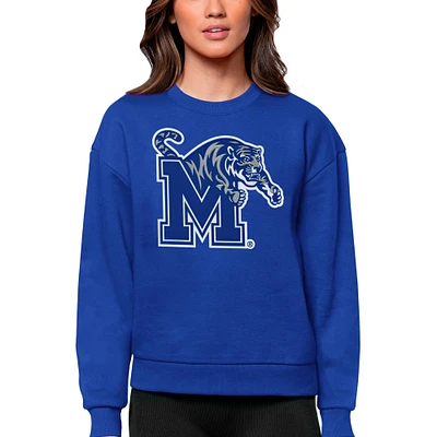 Women's Antigua Royal Memphis Tigers Victory Crewneck Pullover Sweatshirt