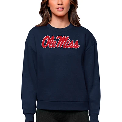 Women's Antigua Navy Ole Miss Rebels Victory Crewneck Pullover Sweatshirt