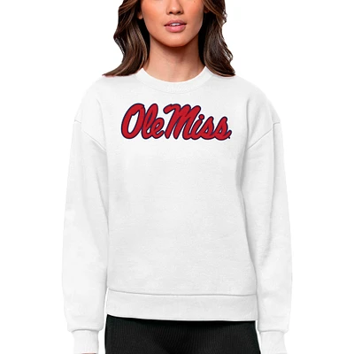 Women's Antigua Ole Miss Rebels Victory Crewneck Pullover Sweatshirt