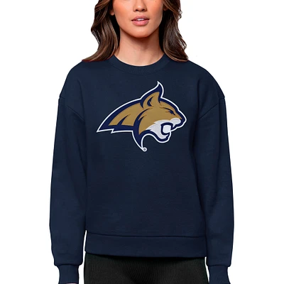 Women's Antigua Navy Montana State Bobcats Victory Crewneck Pullover Sweatshirt