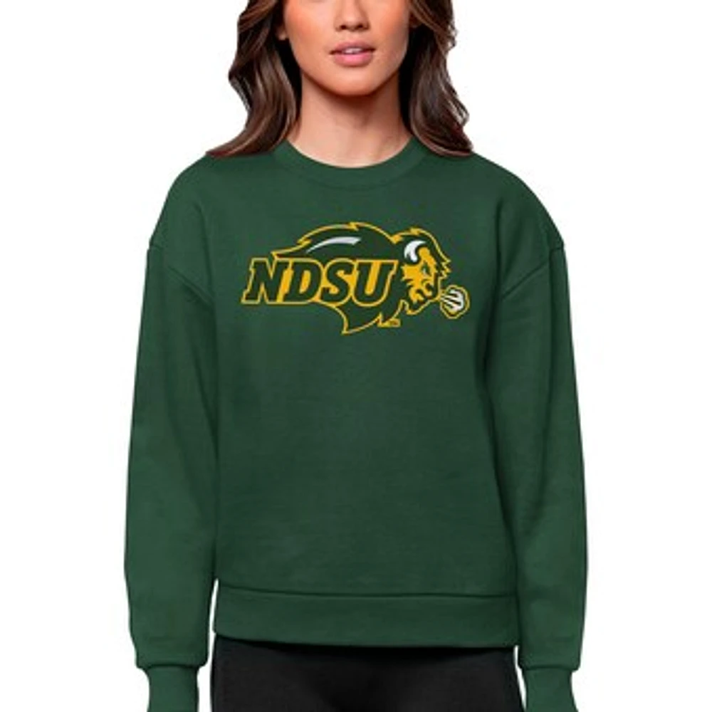 Women's Antigua Green NDSU Bison Victory Crewneck Pullover Sweatshirt
