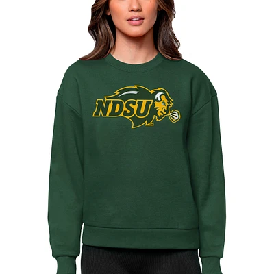 Women's Antigua Green NDSU Bison Victory Crewneck Pullover Sweatshirt