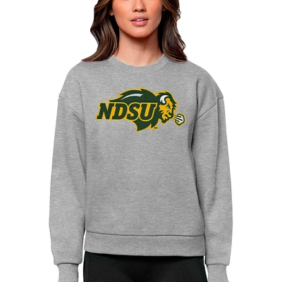 Women's Antigua Heather Gray NDSU Bison Victory Crewneck Pullover Sweatshirt