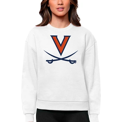 Women's Antigua White Virginia Cavaliers Victory Crewneck Pullover Sweatshirt