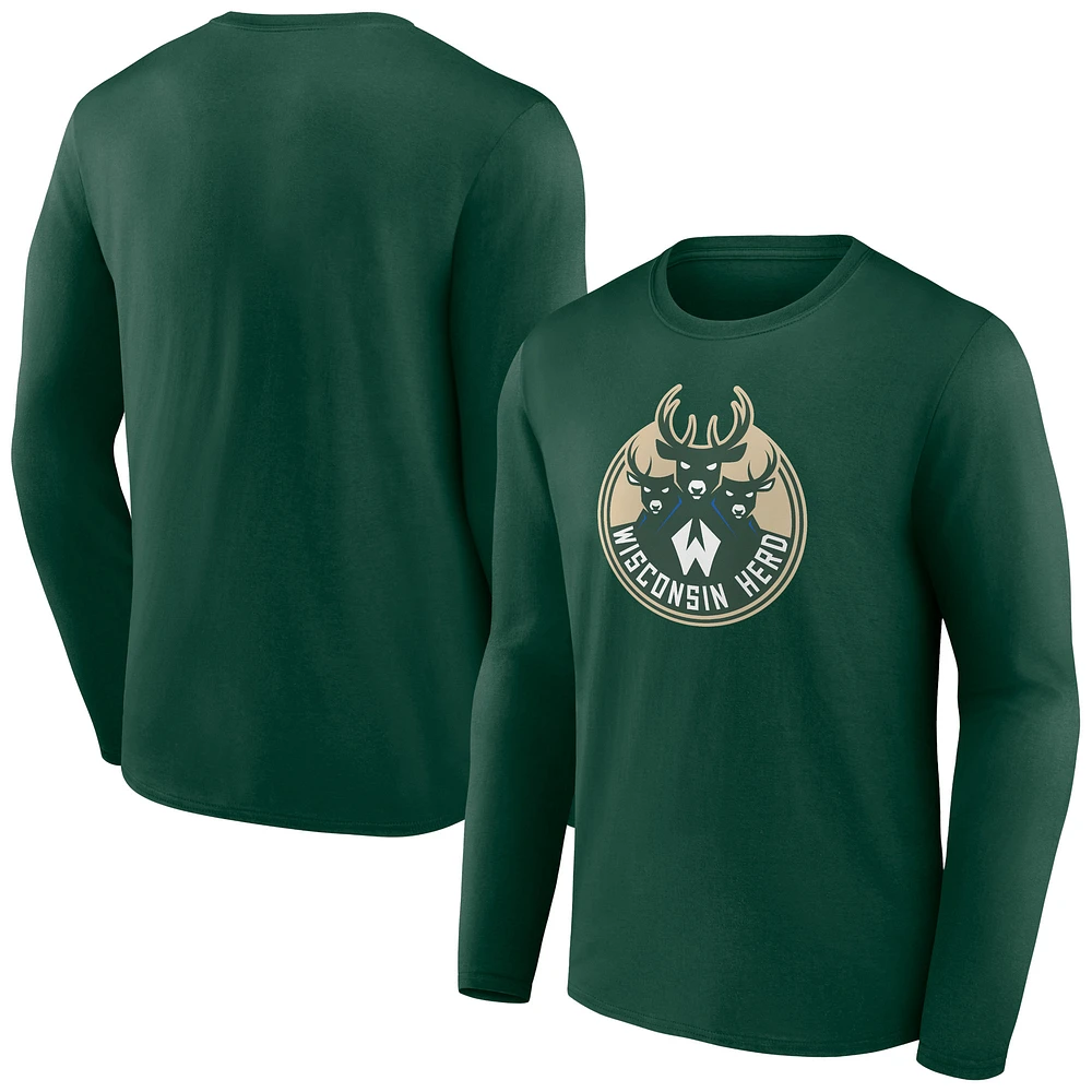 Men's Green Wisconsin Herd Logo Long Sleeve T-Shirt