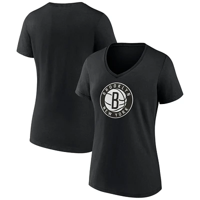 Women's Black Brooklyn Nets Alternate Logo V-Neck T-Shirt