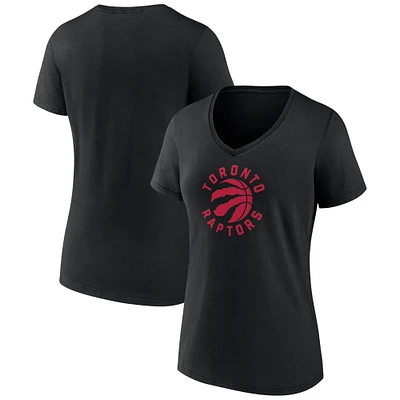 Women's Black Toronto Raptors Alternate Logo V-Neck T-Shirt